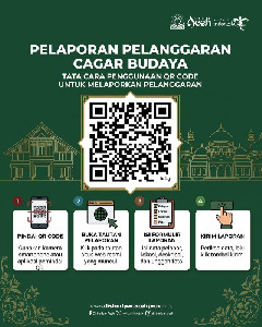 Disbudpar Aceh Buka Kanal Pelaporan Cagar Budaya, Warga Bisa Lapor Lewat QR Code