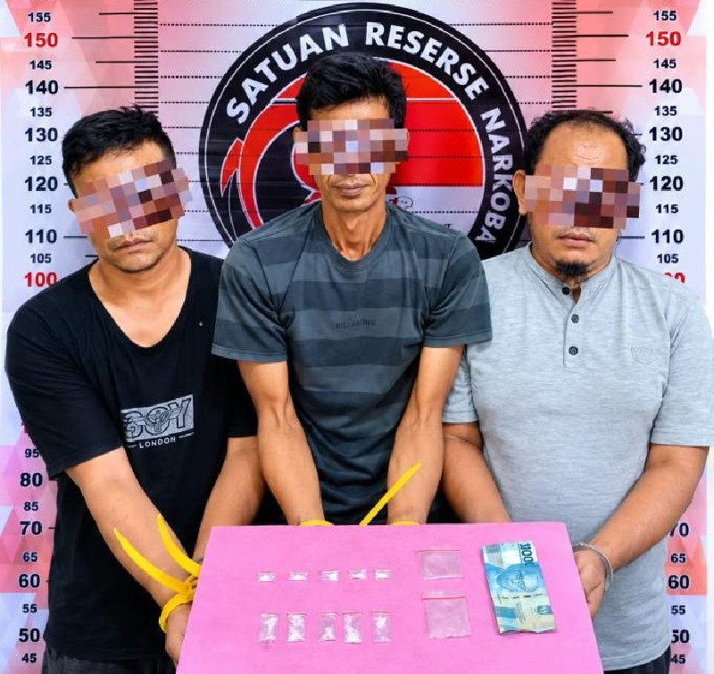 Tiga Pria Ditangkap Polisi Saat Edarkan Sabu di Kebun Sawit Aceh Tenggara