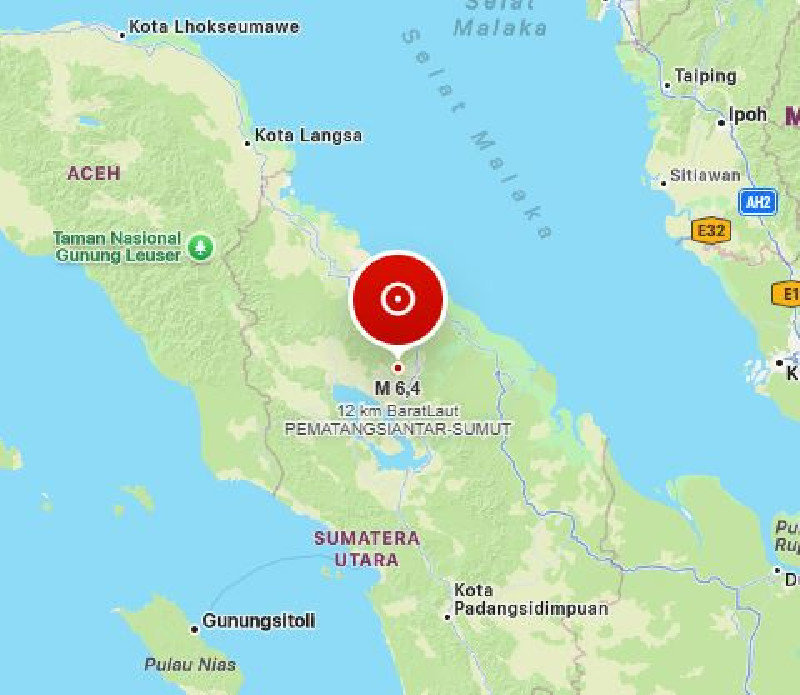 Gempa M 6,4 Guncang Pematangsiantar, Terasa hingga Banda Aceh