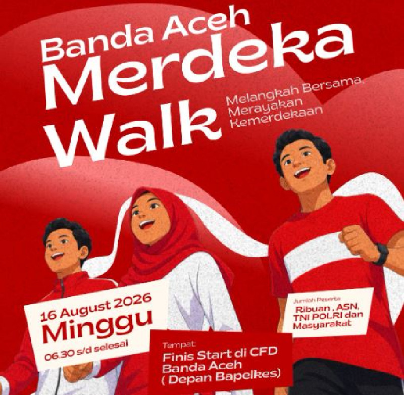 Banda Aceh Merdeka Walk 16 Agustus: Ini Rute Jalan Santai dan Lokasi Start-Finish