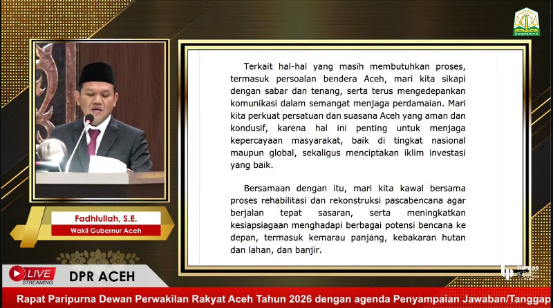 Wagub Fadhlullah Ajak Semua Pihak Sabar Sikapi Persoalan Bendera Aceh