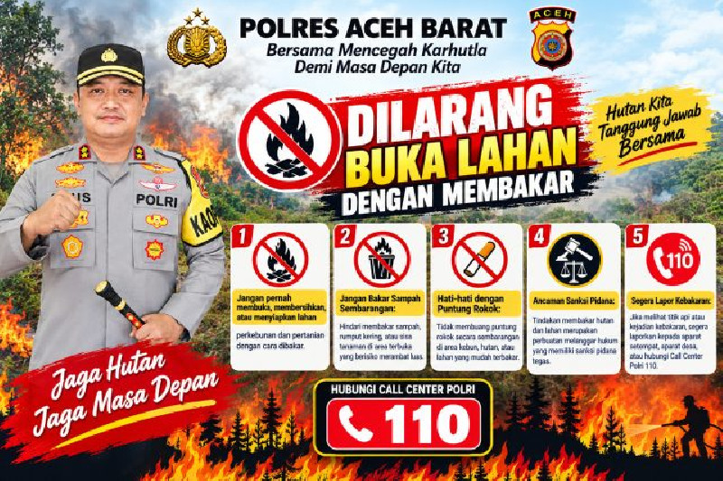Cegah Karhutla, Polres Aceh Barat Ingatkan Warga Tak Buka Lahan dengan Membakar