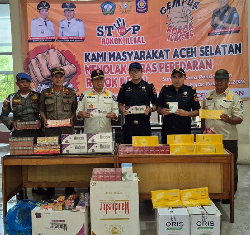 Operasi Gabungan di Aceh Selatan, 40.960 Batang Rokok Ilegal Disita