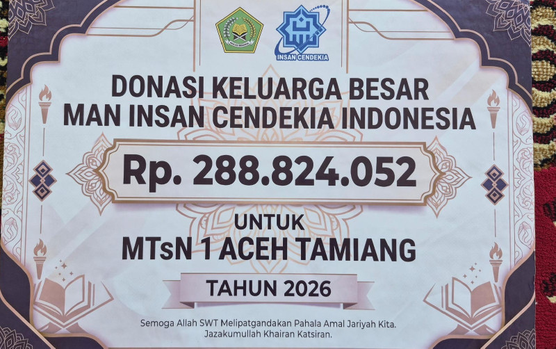 25 MAN IC Salurkan Rp228,8 Juta Bantuan Pascabanjir ke MTsN 1 Aceh Tamiang
