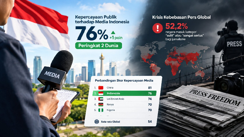 Krisis Kebebasan Pers Global, Kepercayaan Publik Indonesia terhadap Media Capai 76%