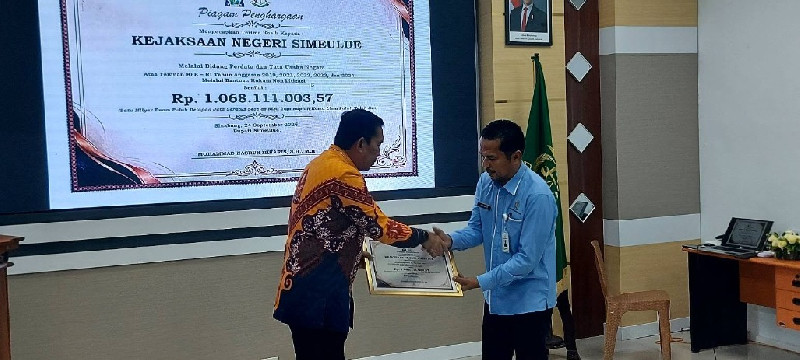 Pemkab Simeulue Terima Pemulihan Keuangan Negara Rp1,06 Miliar