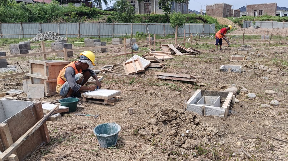 Pekerja Sampai Lembur Bangun Huntap di Lhokseumawe