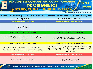 Dana TKD Aceh Rp1,65 Triliun, Realisasi Belanja Baru 37,65 Persen