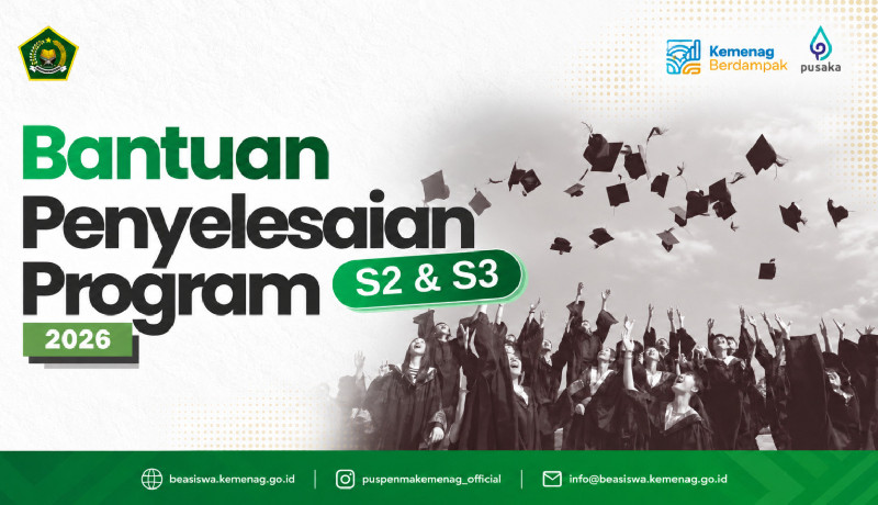 Kemenag Buka Bantuan Penyelesaian Pendidikan S2-S3, Daftar sampai 12 Oktober 2026