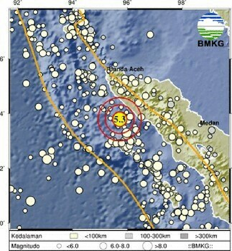 Gempa M5,4 Guncang Laut Barat Meulaboh, BMKG: Tak Berpotensi Tsunami