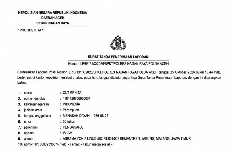 Pengacara di Nagan Raya Mengaku Ditodong Parang dan Diperas Rp10 Juta